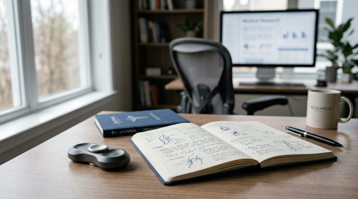 High-end sensory tool on a desk as a professional alternative to stop nail biting