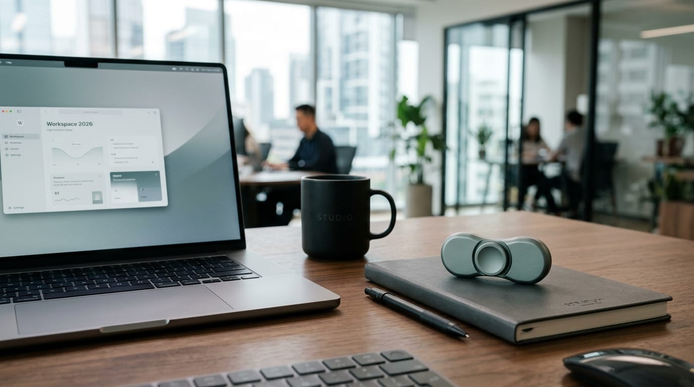 Professional desk tool featuring minimalist design and premium anodized aluminum finish on a modern office desk.