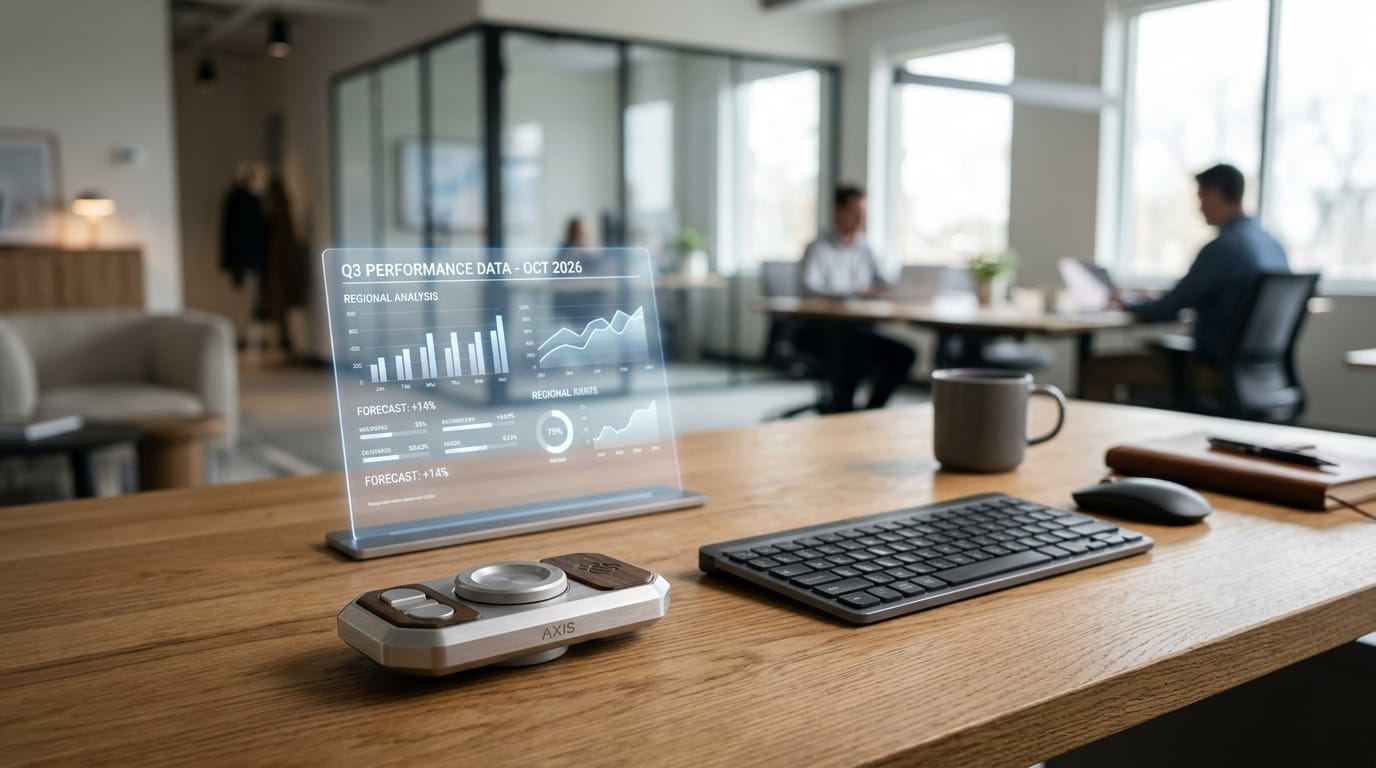 Professional desk setup with a minimalist, high-end fidget toy designed for focus and cognitive regulation.