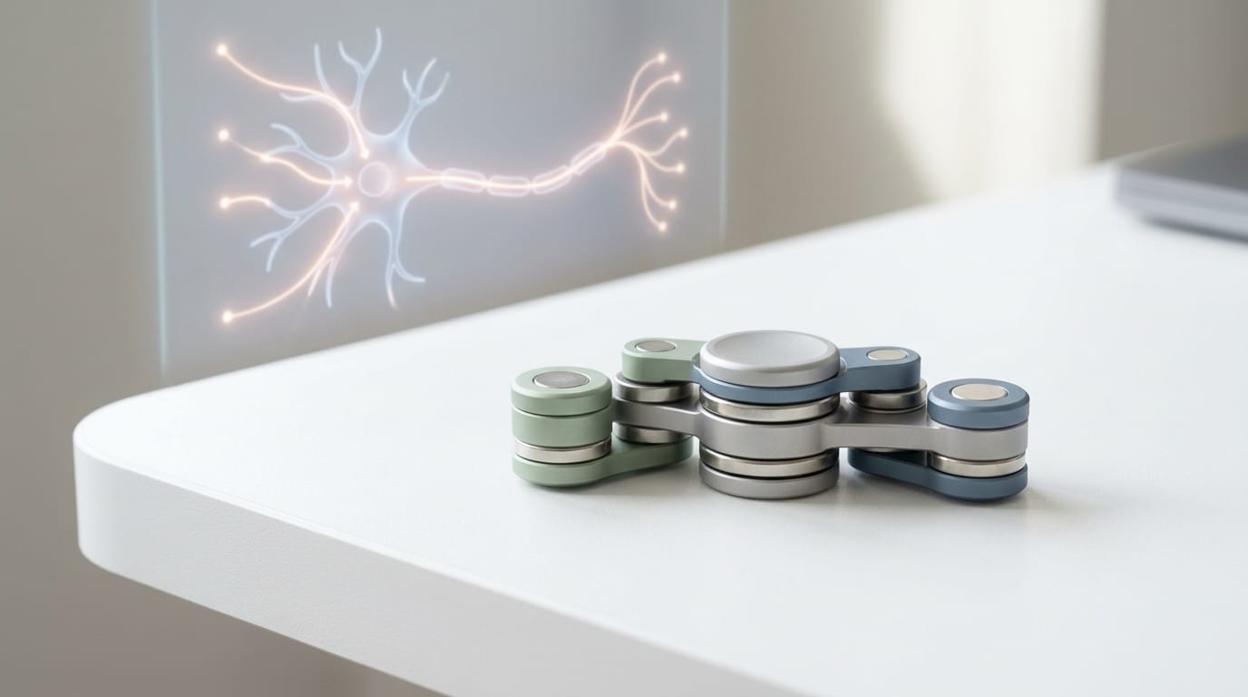 Close-up of a premium tactile fidget tool representing the neurobiology of ASMR and sensory feedback.