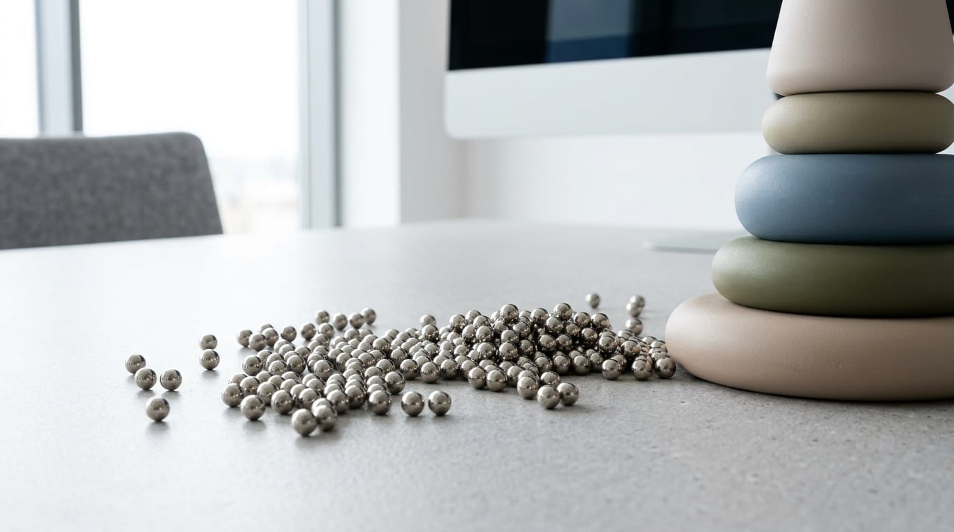 High-powered magnetic ball sensory toy spill on a clean office desk reflecting 2026 safety concerns