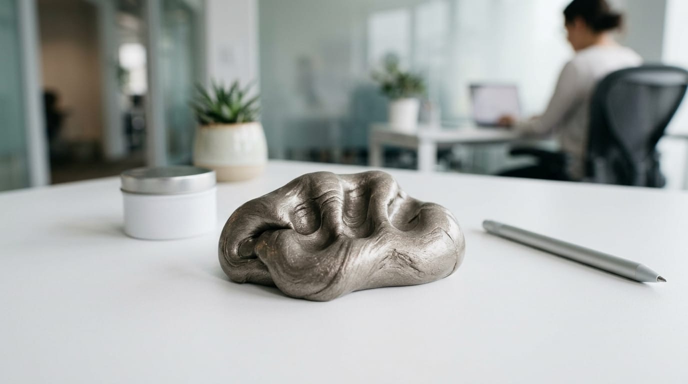 High-quality, antimicrobial sensory putty being shaped for stress relief and focus, illustrating sensory grounding techniques.
