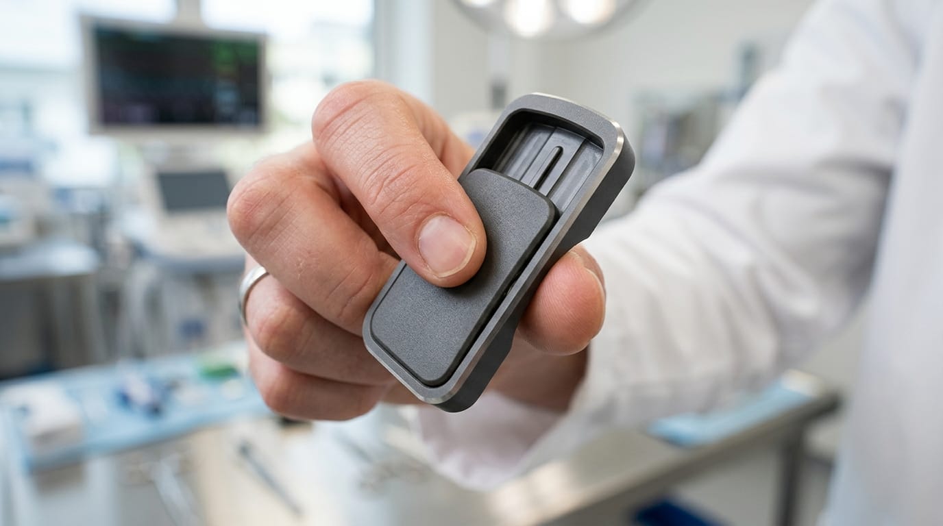 High-precision ergonomic magnetic fidget slider illustrating tactile ASMR engagement with human fingertip